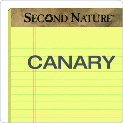 Second Nature Recycled Ruled Pads, Narrow Rule, 50 Canary-Yellow 5 x 8 Sheets, Dozen