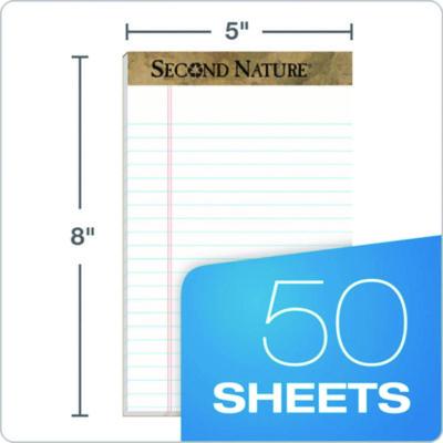 Second Nature Recycled Ruled Pads, Narrow Rule, 50 White 5 x 8 Sheets, Dozen