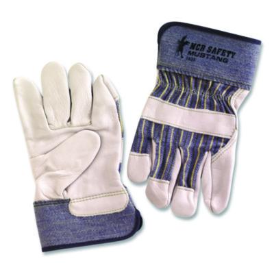 Mustang Leather Palm Gloves, Blue/Cream, X-Large, Dozen