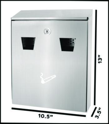 Alpine Industries Wall-Mounted Safe Cigarette Disposal Station Outdoor Ashtray, Stainless Steel (ALHALP49001SS) ALHALP49001SS