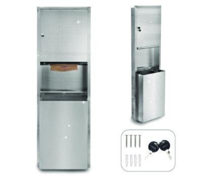 Alpine Industries Stainless Steel Recessed Paper Towel Dispenser with Waste Receptacle, 56 x 4 x 17 (ALHALP492) ALHALP492