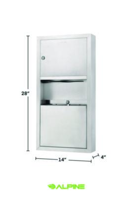 Alpine Industries Stainless Steel Surface-Mounted Paper Towel Dispenser with Waste Receptacle, 28 x 4 x 14 (ALHALP494) ALHALP494