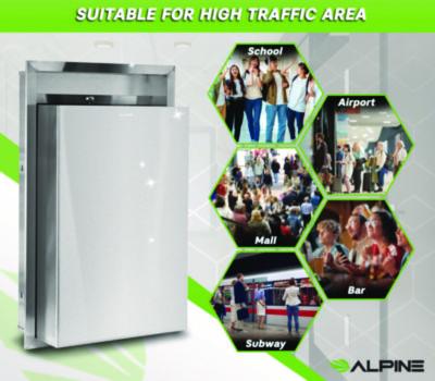 Alpine Industries Stainless Steel Recessed 12 Gal Leak-Proof Waste Receptacle, Brushed Stainless Steel (ALHALP493) ALHALP493