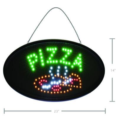 Alpine Industries LED Oval Pizza Sign, 23 x 14, Black Frame, Green/Orange/Red/White Graphics (ALHALP49707) ALHALP49707