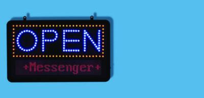 Alpine Industries LED Programmable Message Board Open Sign, 22 x 13, Black Frame, Blue/Red Graphics (ALHALP49710) ALHALP49710