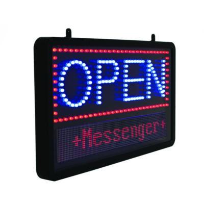 Alpine Industries LED Programmable Message Board Open Sign, 22 x 13, Black Frame, Blue/Red Graphics (ALHALP49710) ALHALP49710