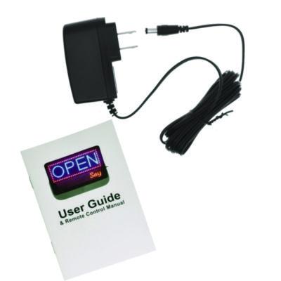 Alpine Industries LED Programmable Message Board Open Sign, 22 x 13, Black Frame, Blue/Red Graphics (ALHALP49710) ALHALP49710