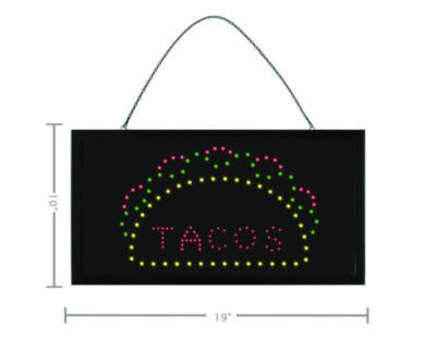 Alpine Industries LED Rectangular TACO Sign, 19 x 10, Black Frame, Green/Red/Yellow Graphics (ALHALP49711) ALHALP49711