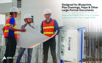 AdirOffice Expandable Blueprint Storage Cabinet Mobile Plan Center, Assorted Document Sizes, 20.5" x 28" to 46.5" x 50.75", Blue (ALHI615BLU) ALHI615BLU