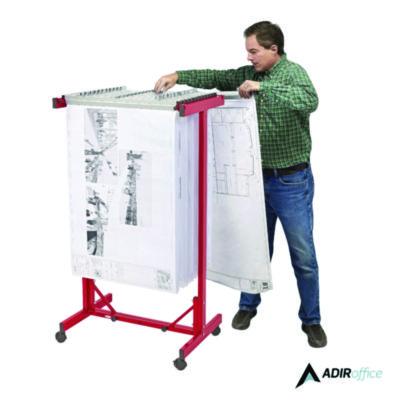 AdirOffice Expandable Blueprint Storage Cabinet Mobile Plan Center, Assorted Document Sizes, 20.5" x 28" to 46.5" x 50.75", Red (ALHI615RED) ALHI615RED