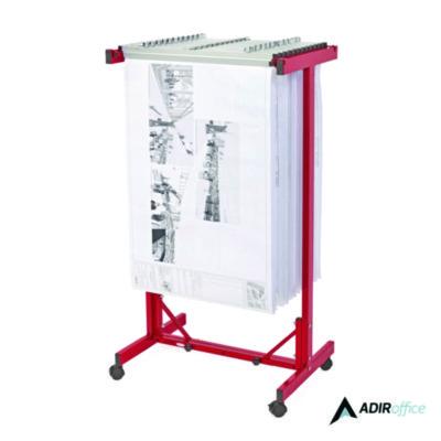 AdirOffice Expandable Blueprint Storage Cabinet Mobile Plan Center, Assorted Document Sizes, 20.5" x 28" to 46.5" x 50.75", Red (ALHI615RED) ALHI615RED