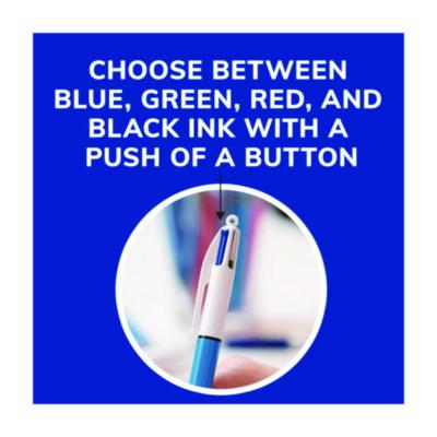 4-Color Multi-Color Ballpoint Pen, Retractable, Medium 1mm, Black/Blue/Green/Red Ink, Blue/White Barrel