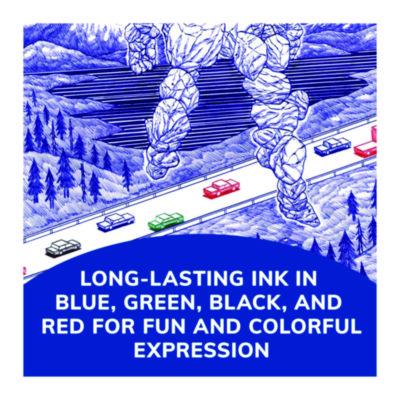 4-Color Multi-Color Ballpoint Pen, Retractable, Medium 1mm, Black/Blue/Green/Red Ink, Blue/White Barrel