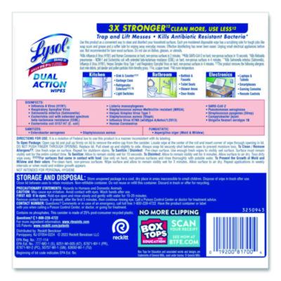 Dual Action Disinfecting Wipes, 1-Ply, 7 x 7.5, Citrus, White/Purple, 75/Canister