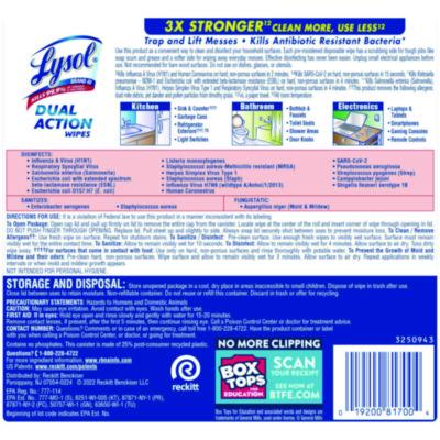 Dual Action Disinfecting Wipes, 1-Ply, 7 x 7.5, Citrus, White/Purple, 75/Canister, 6 Canisters/Carton