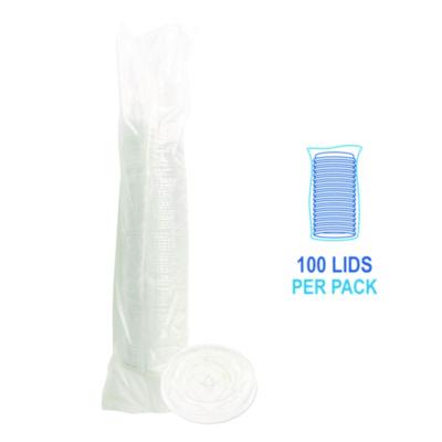 Crystal-Clear Cold Cup Straw-Slot Lids, Fits 9 oz Squat/12 oz Cold Cups, Plastic, Clear, 100/Pack