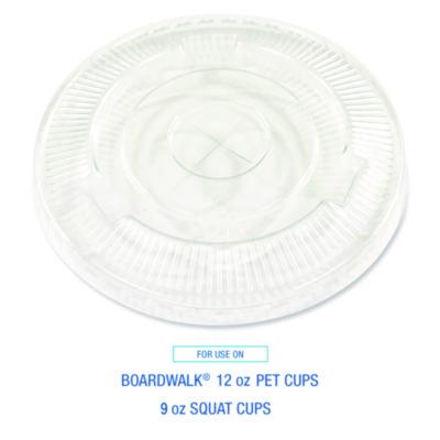Crystal-Clear Cold Cup Straw-Slot Lids, Fits 9 oz Squat/12 oz Cold Cups, Plastic, Clear, 100/Pack