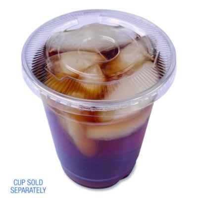 Crystal-Clear Cold Cup Straw-Slot Lids, Fits 9 oz Squat/12 oz Cold Cups, Plastic, Clear, 100/Pack