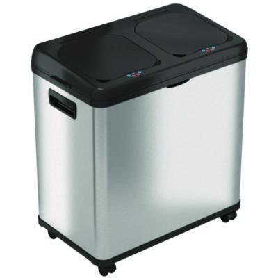 HLS Commercial® Dual Compartment Sensor Recycle Bin and Trash Can with Wheels