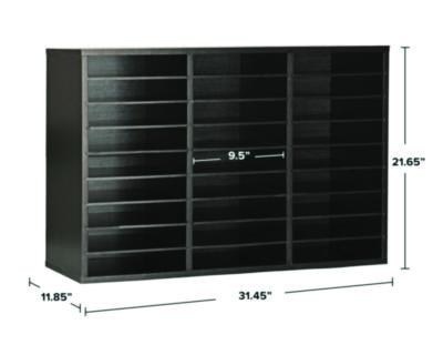 AdirOffice Wooden 27 Compartment Literature Organizer, 27 Sections, Letter Size, 31.49 x 11.81 x 21.65, Black (ALHIOF20101BLK) ALHIOF20101BLK