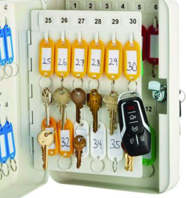 AdirOffice Steel Secure Key Cabinet with Key Lock, 48-Key, 7.1 x 3.1 x 10, Stainless Steel 304, White (ALHI68148WHI) ALHI68148WHI