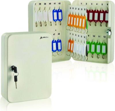 AdirOffice Steel Secure Key Cabinet with Key Lock, 48-Key, 7.1 x 3.1 x 10, Stainless Steel 304, White (ALHI68148WHI) ALHI68148WHI