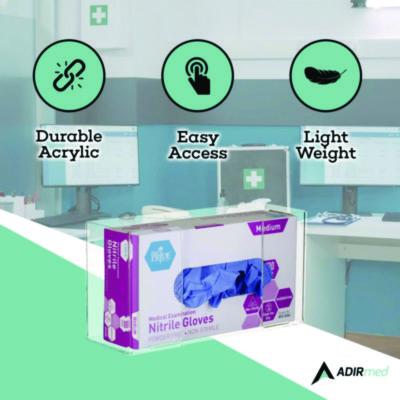AdirMed Acrylic Glove Dispenser, Single Box Capacity, 10.2 x 3.5 x 5.3, Clear (ALHI90201) ALHI90201