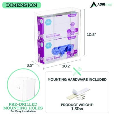 AdirMed Acrylic Glove Dispenser, Double Box Capacity, 10.2 x 3.5 x 10.8, Clear (ALHI90202) ALHI90202