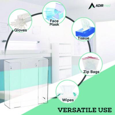 AdirMed Acrylic Glove Dispenser, Double Box Capacity, 10.2 x 3.5 x 10.8, Clear (ALHI90202) ALHI90202