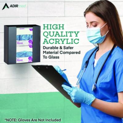 AdirMed Acrylic Glove Dispenser, Double Box Capacity, 10.2 x 3.5 x 10.8, Black (ALHI90202BLK) ALHI90202BLK