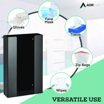 AdirMed Acrylic Glove Dispenser, Triple Box Capacity, 10.2 x 3.5 x 16.1, Black (ALHI90203BLK) ALHI90203BLK