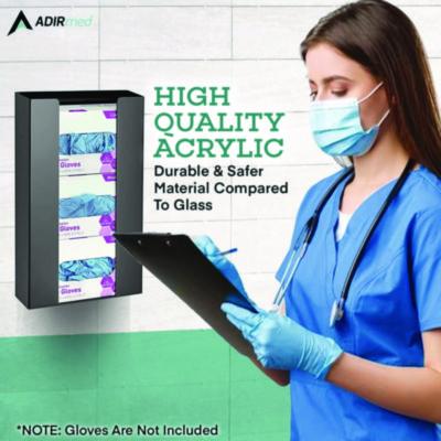 AdirMed Acrylic Glove Dispenser, Triple Box Capacity, 10.2 x 3.5 x 16.1, Black (ALHI90203BLK) ALHI90203BLK