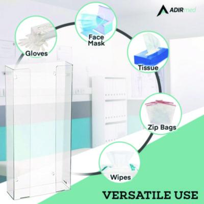 AdirMed Acrylic Glove Dispenser, Quad Box Capacity, 10.2 x 3.5 x 21.1, Clear (ALHI90204) ALHI90204