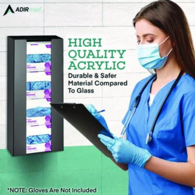 AdirMed Acrylic Glove Dispenser, Quad Box Capacity, 10.2 x 3.5 x 21.1, Black (ALHI90204BLK) ALHI90204BLK