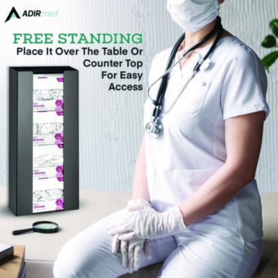 AdirMed Acrylic Glove Dispenser, Quad Box Capacity, 10.2 x 3.5 x 21.1, Black (ALHI90204BLK) ALHI90204BLK