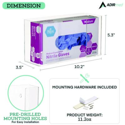 AdirMed Acrylic Glove Dispenser, Single Box Capacity, 10.2 x 3.5 x 5.3, Clear (ALHI90201) ALHI90201