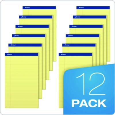 Perforated Writing Pads, Wide/Legal Rule, 50 Canary-Yellow 8.5 x 14 Sheets, Dozen