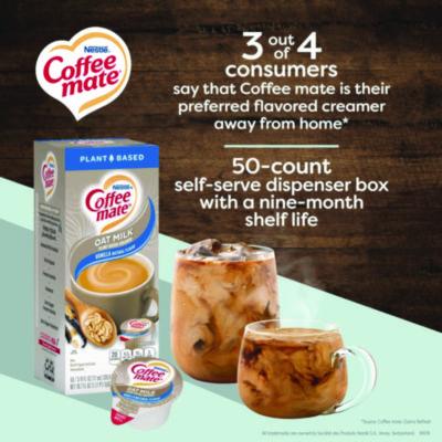 Plant-Based Oat Milk Liquid Creamers, Natural Vanilla, 0.38 oz Mini Cups, 50/Box