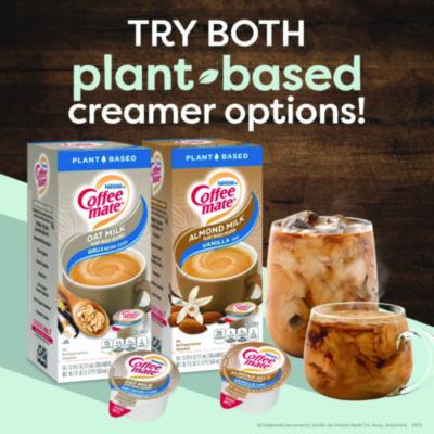 Plant-Based Oat Milk Liquid Creamers, Natural Vanilla, 0.38 oz Mini Cups, 50/Box