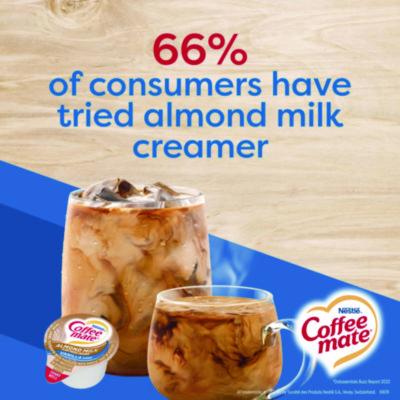 Plant-Based Almond Milk Non-Dairy Liquid Creamer Singles, Natural Vanilla, 0.38 oz Mini Cups, 200/Carton