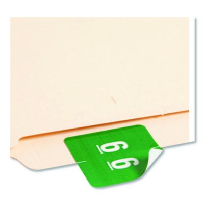 Numerical End Tab File Folder Labels, 6, 1.5 x 1.5, Green, 250/Roll