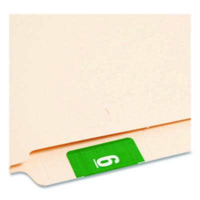Numerical End Tab File Folder Labels, 6, 1.5 x 1.5, Green, 250/Roll