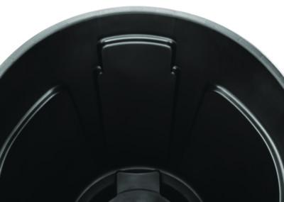 Vented Round Brute Container, 32 gal, Plastic, Black, 6/Carton