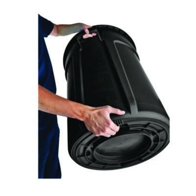 Vented Round Brute Container, 32 gal, Plastic, Black, 6/Carton