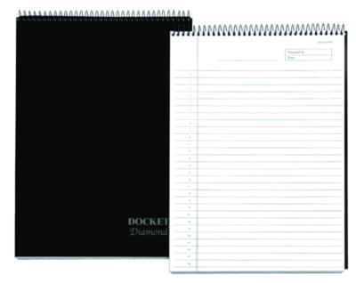 Docket Diamond Top-Wire Ruled Planning Pad, Wide/Legal Rule, Black Cover, 60 White 8.5 x 11.75 Sheets