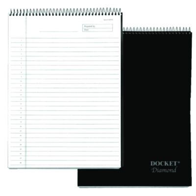 Docket Diamond Top-Wire Ruled Planning Pad, Wide/Legal Rule, Black Cover, 60 White 8.5 x 11.75 Sheets