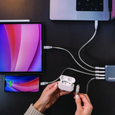 100 W 4-Port GaN Wall Charger, Black/Gray