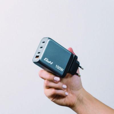 100 W 4-Port GaN Wall Charger, Black/Gray