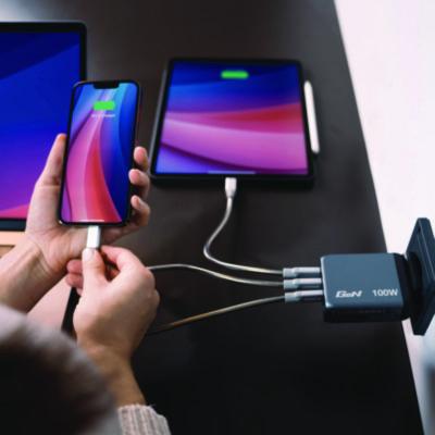 140 W 4-Port GaN Wall Charger, Black/Gray