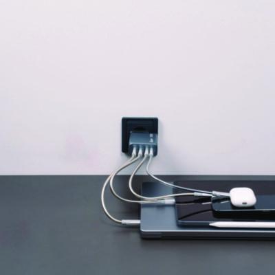 100 W 4-Port GaN Wall Charger, Black/Gray